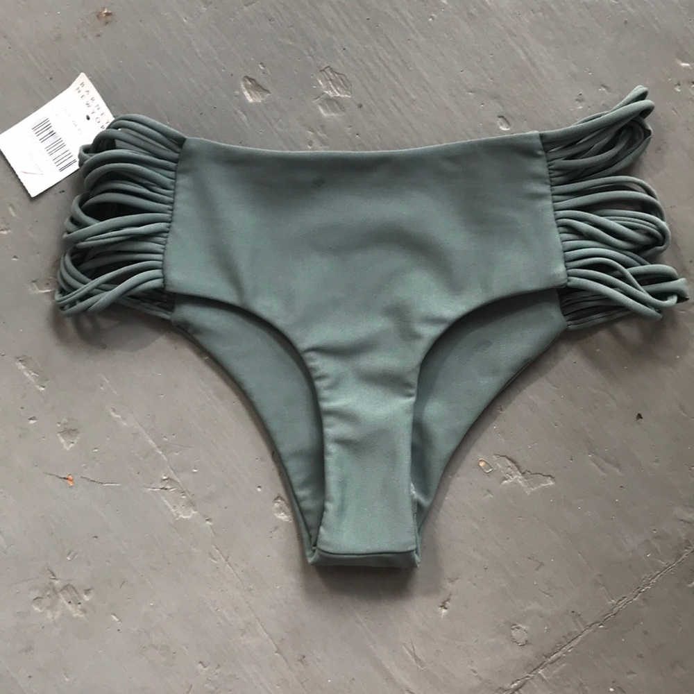 Mikoh Sage Green Ruched-Side Bikini Bottoms